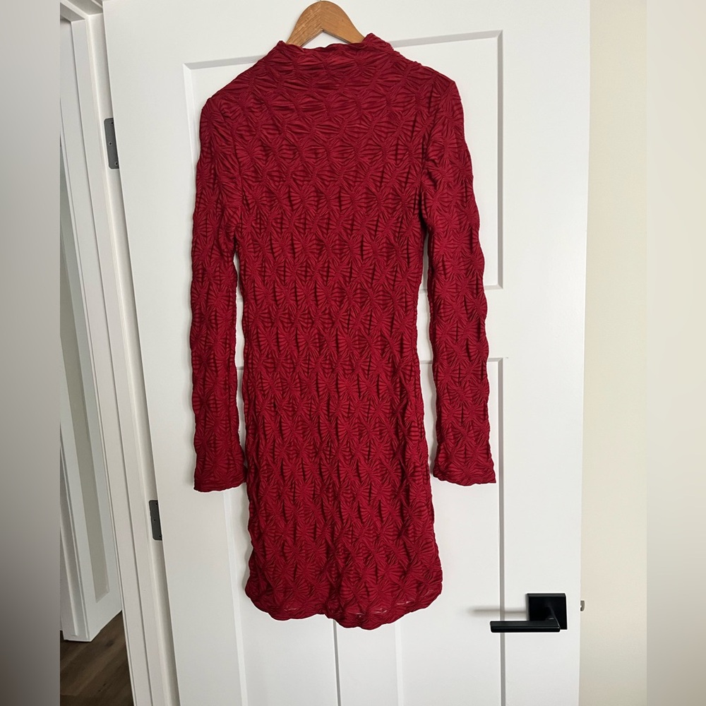 Maeve Textured Red Long Sleeve Dress